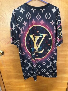 Louis Vuitton Monogram Logo Graphic Tee - Black with Rainbow Accents